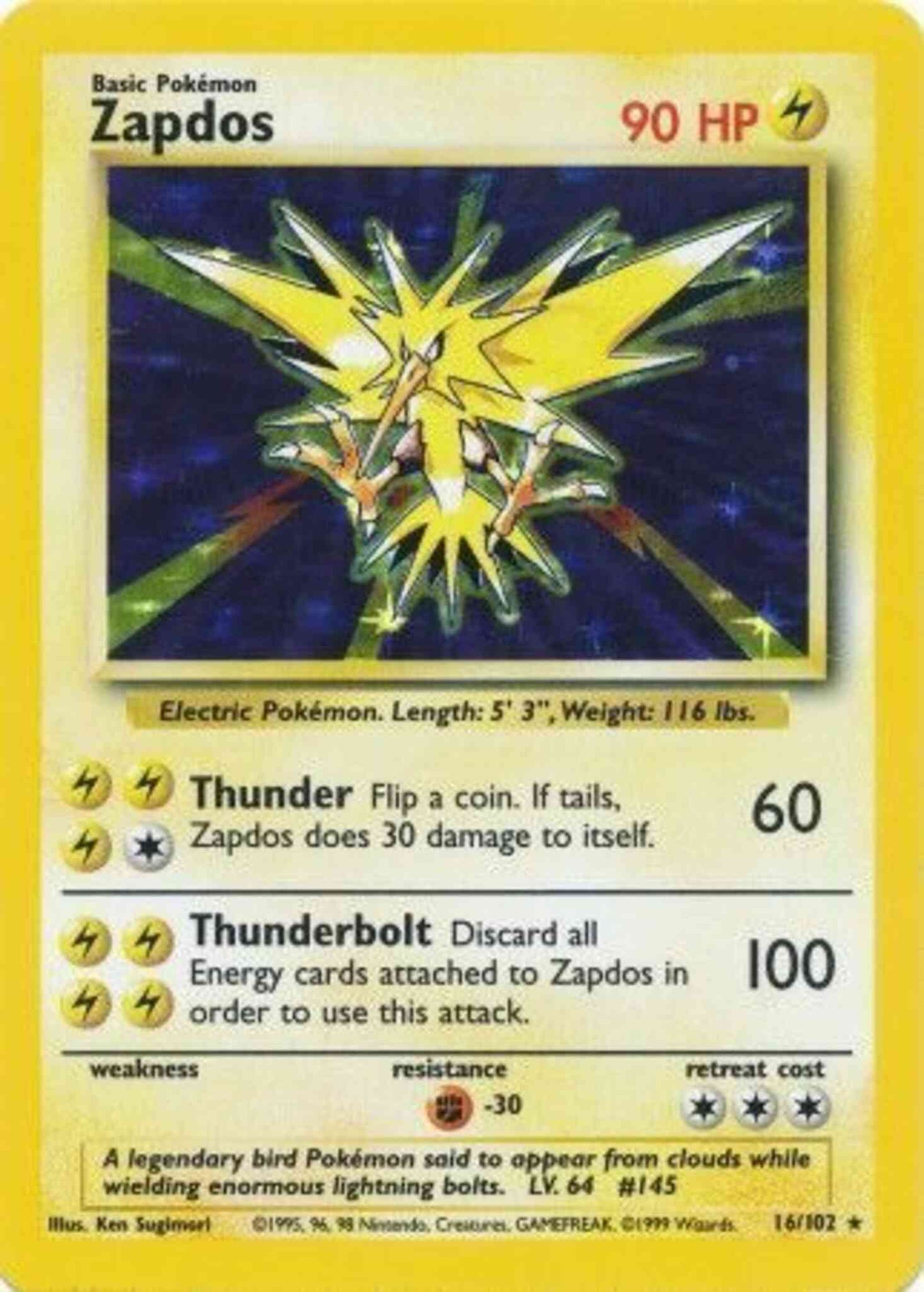 Zapdos - 16/102 - Rare - Shadowless [base1S-16] [Holo]