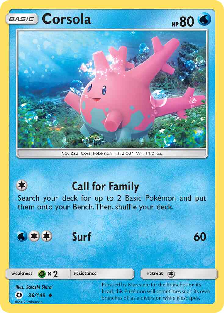 Corsola - 36/149 - Uncommon [sm1-36] [Reverse Holo]