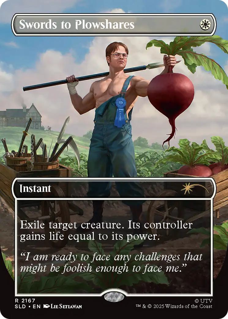 Swords to Plowshares [2167] [Borderless] [The Office: Dwight's Destiny] [Secret Lair Drop] [Non-Foil]