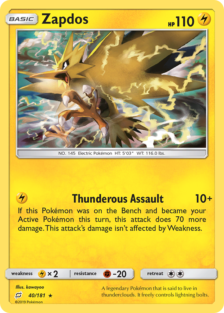 Zapdos - Theme Deck - 40/181 - Rare [sm9-40] [Non-Holo]