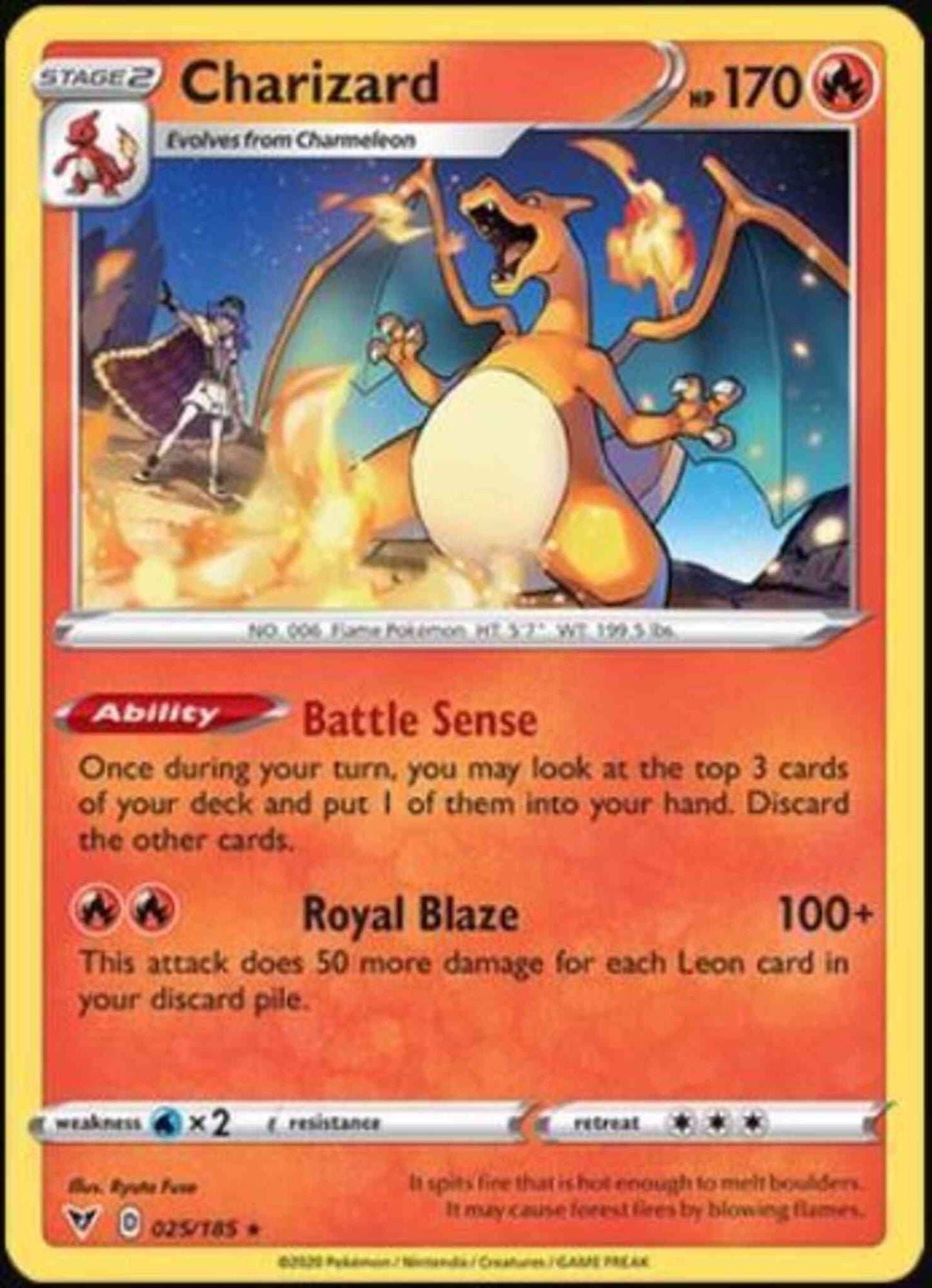 Charizard - 025/185 - Rare [swsh4-025] [Reverse Holo]
