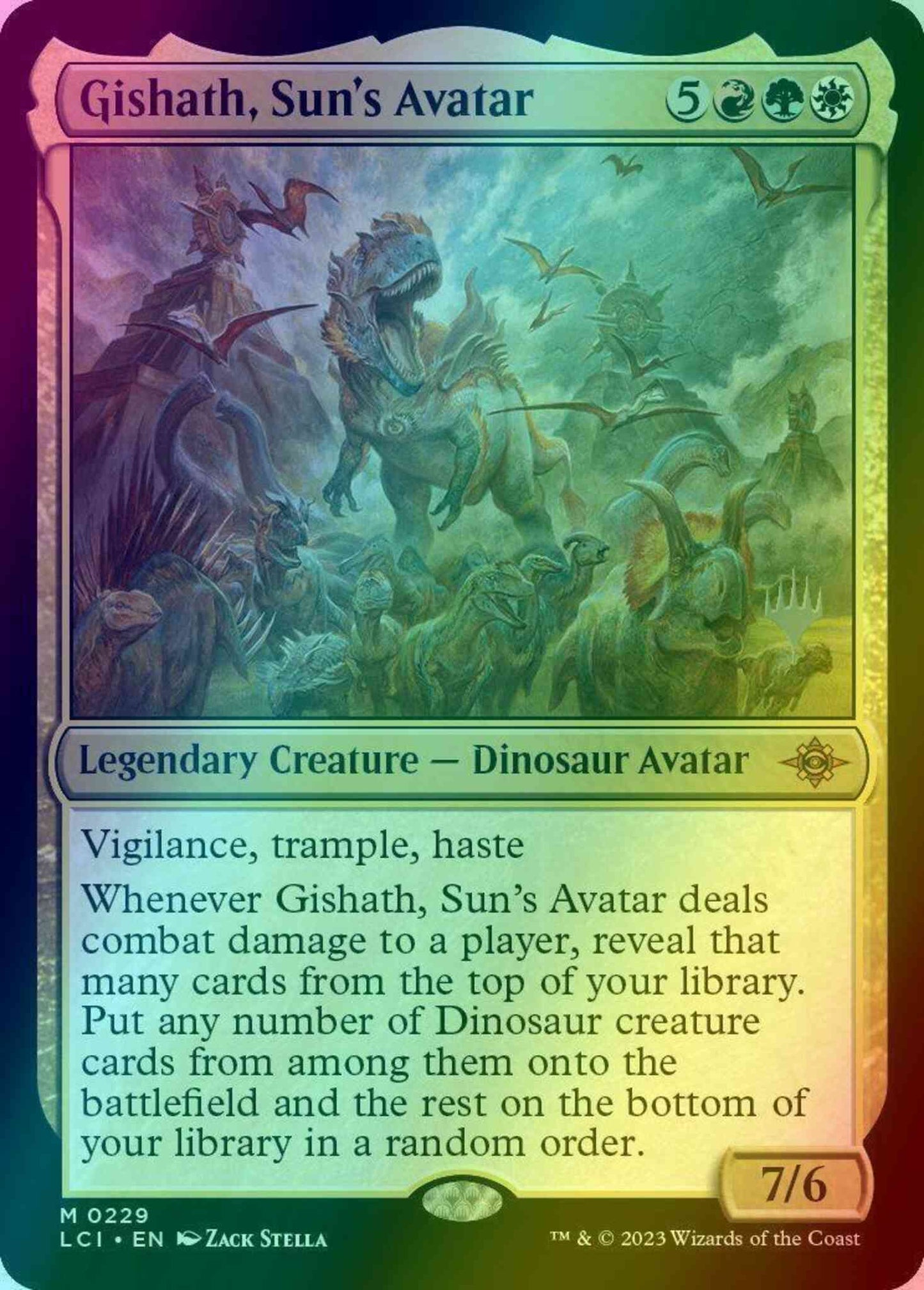 Gishath, Sun's Avatar [229p] [Promo Pack] [The Lost Caverns of Ixalan: Promos] [Foil]