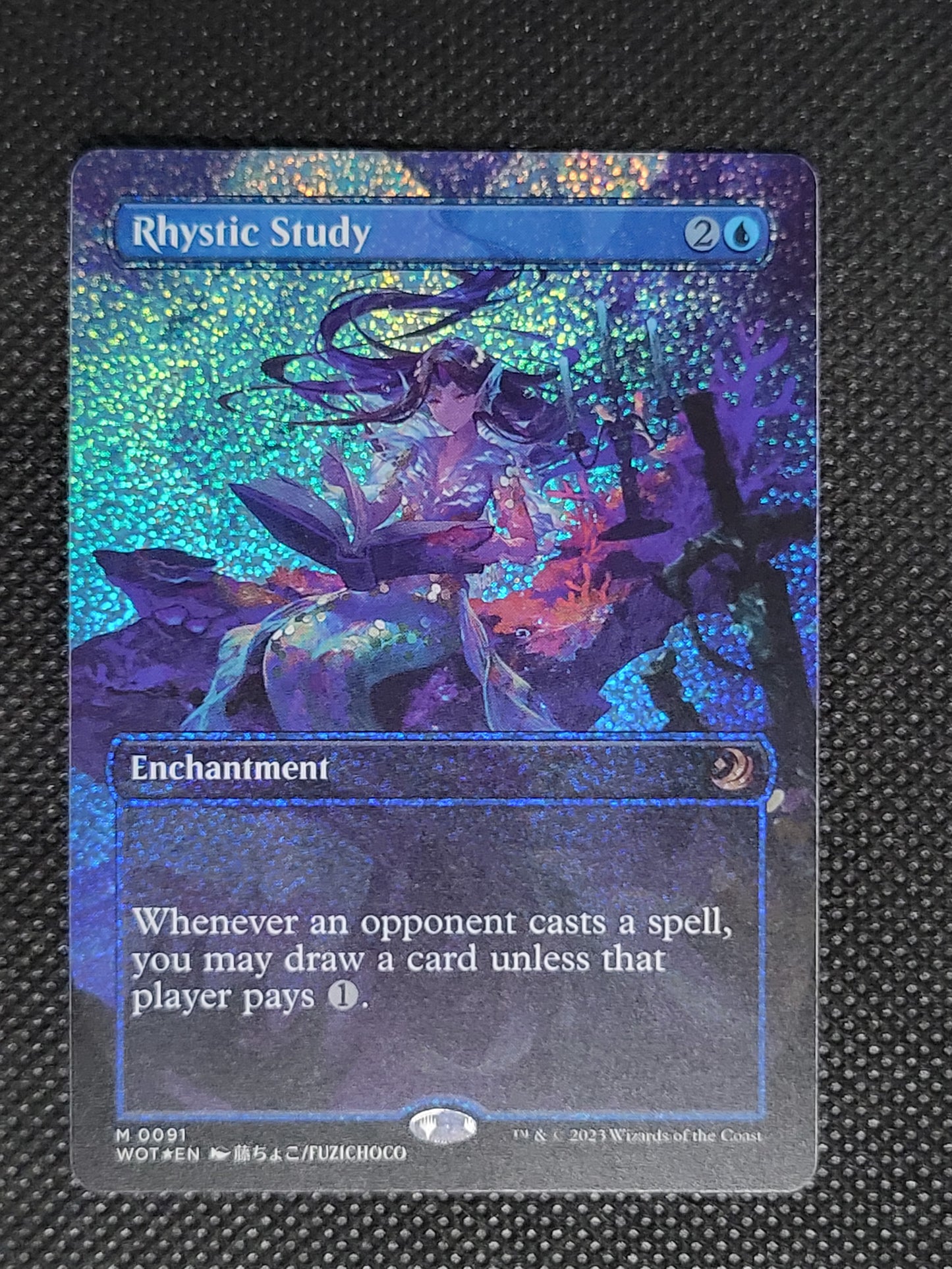 Rhystic Study — Borderless|Anime|Confetti Foil — ID 18904