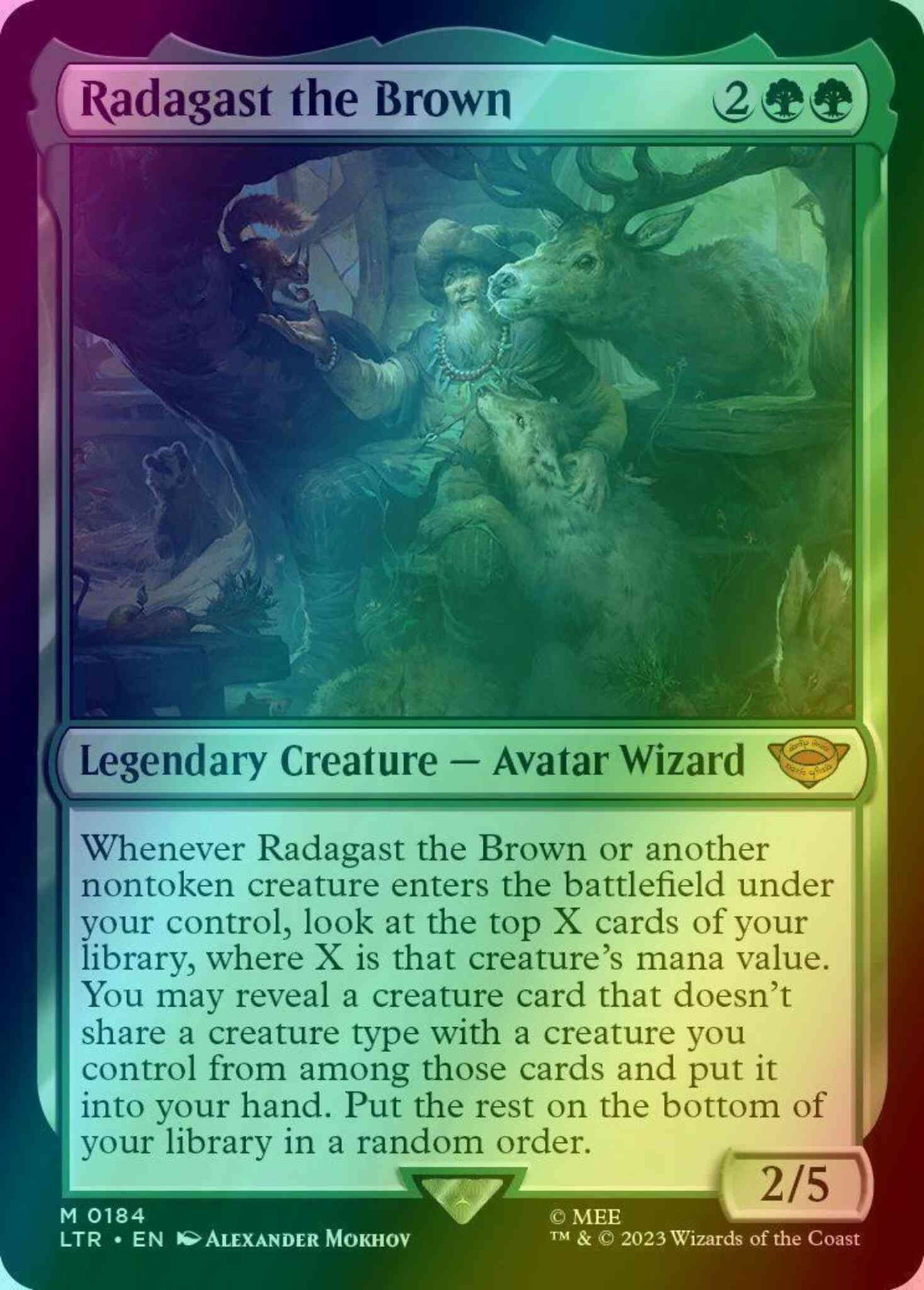 radagast the brown mtg card - Borderless Poster (Foil) (LTR) Create a 3/3 green Beast creature token Radagast the Brown [The Lord