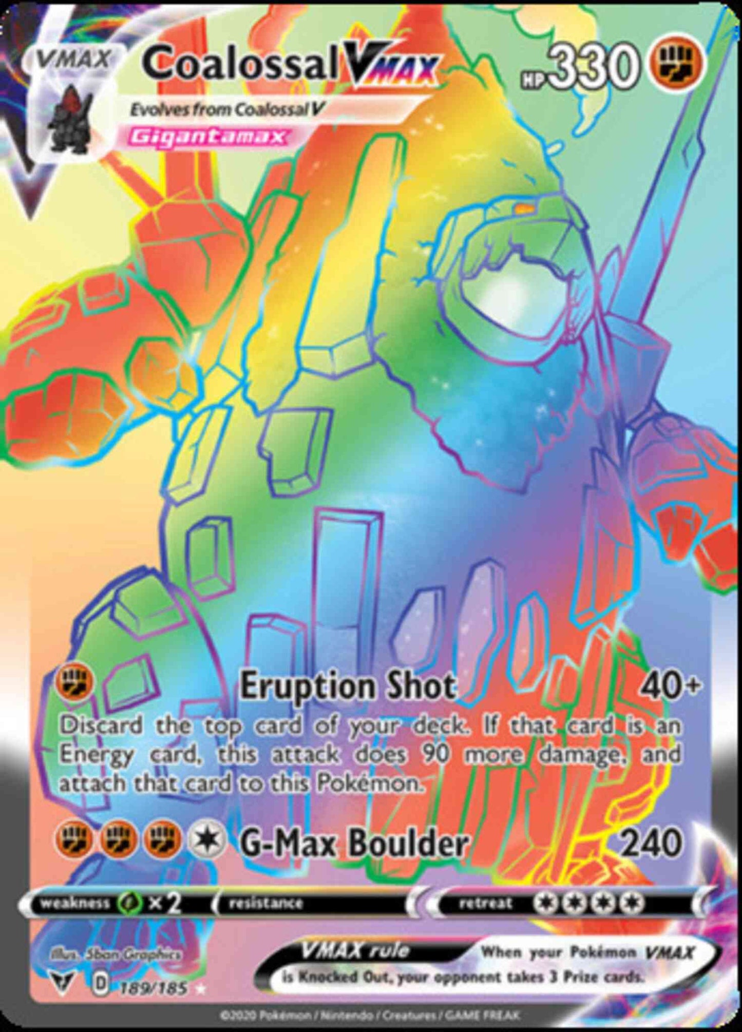 Coalossal VMAX - 189/185 - Rare Rainbow [swsh4-189] [Secret]