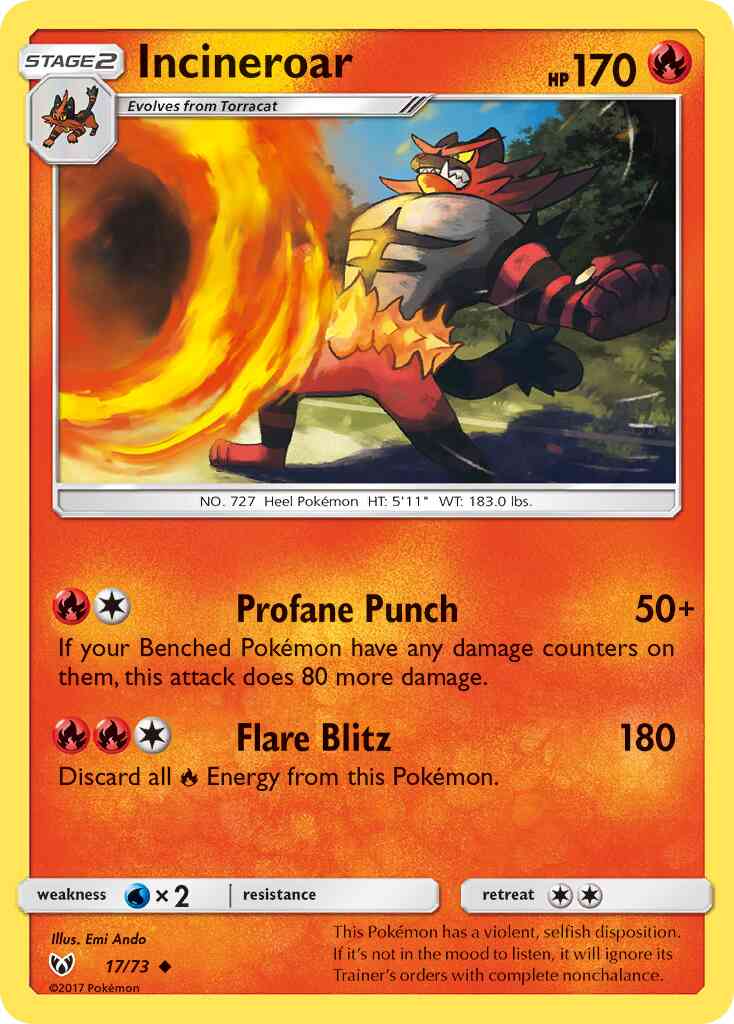 Incineroar - 17/73 - Uncommon [sm35-17] [Non-Holo]