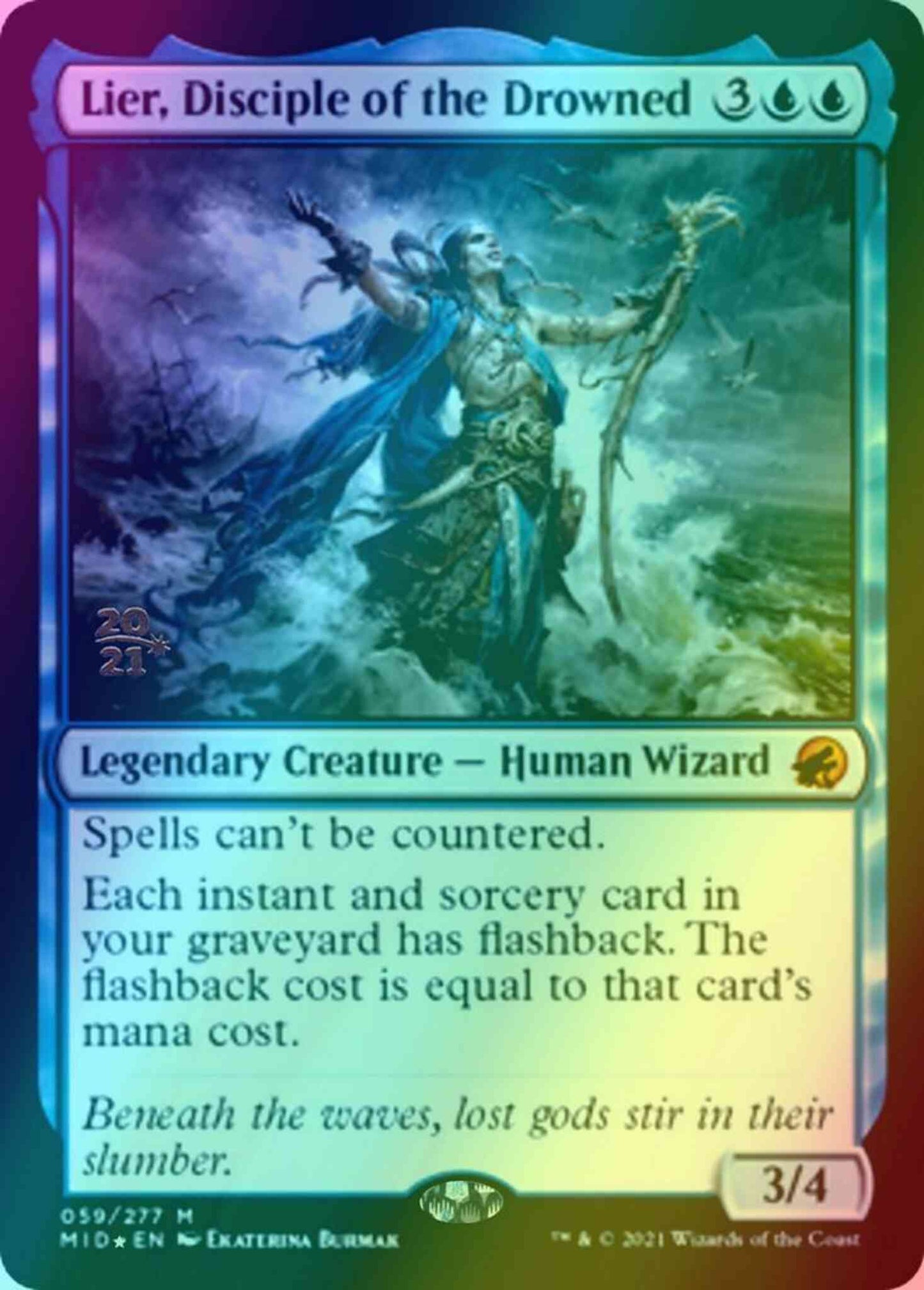 Lier, Disciple of the Drowned [Prerelease] [59s] [Innistrad: Midnight Hunt Promos] [Foil]
