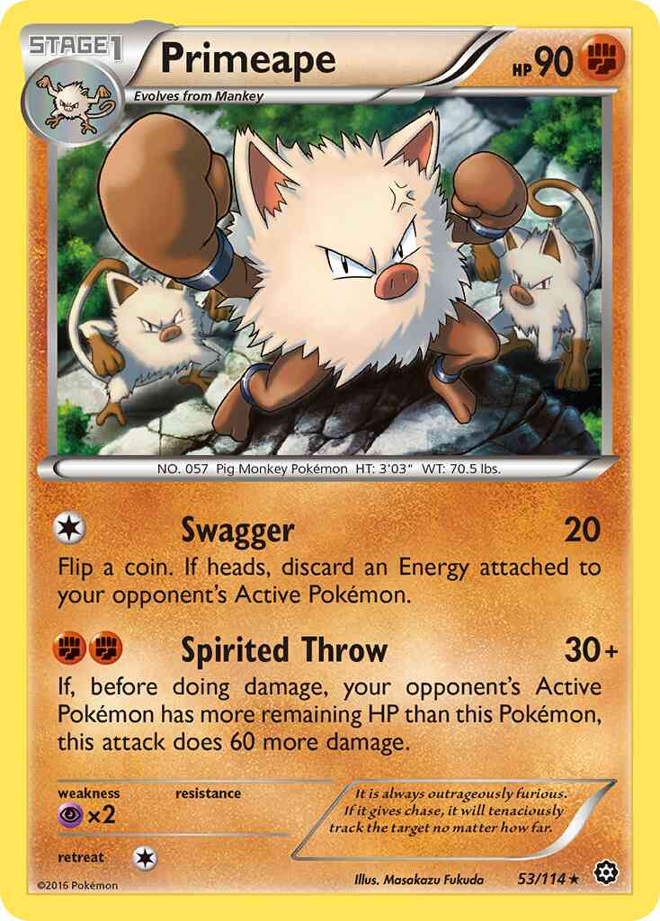 Primeape - 53/114 - Rare [xy11-53] [Reverse Holo]
