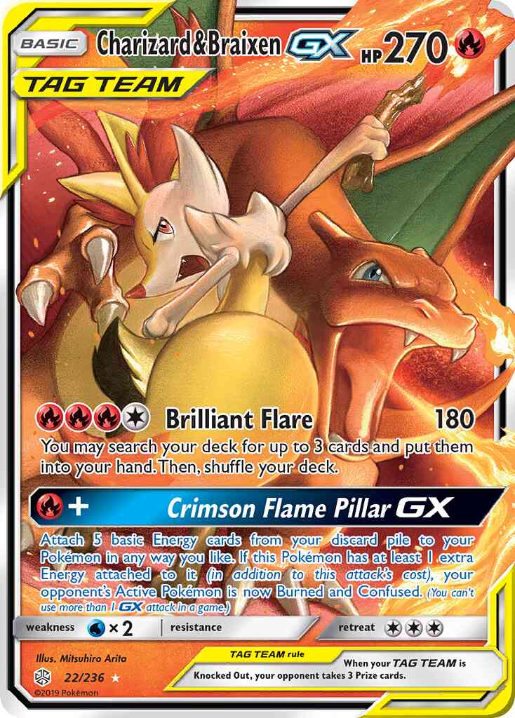 Charizard & Braixen-GX - 22/236 - Rare Holo GX [sm12-22] [Ultra]