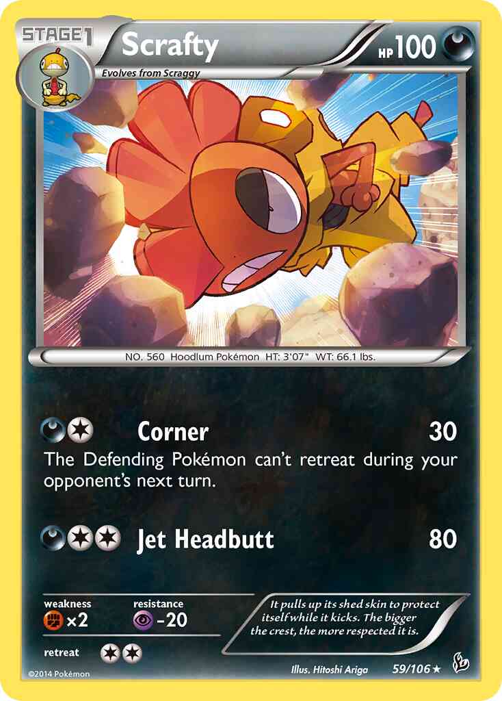 Scrafty - 59/106 - Rare [xy2-59] [Reverse Holo]