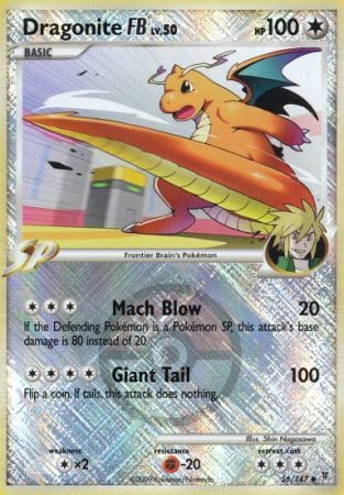 Dragonite [FB] - 56/147 - Crosshatch Holo Pokemon League Palmer Season 2010 Promo [Reverse Holo]