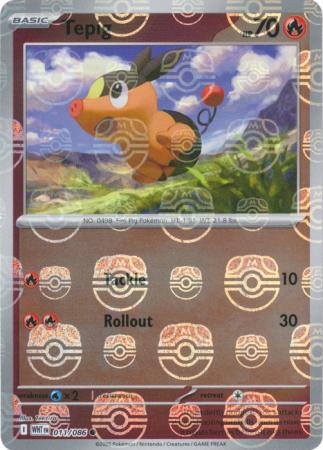 Tepig - Master Ball Pattern - 011/086 - Common [sv105w-011] [Reverse Holo]