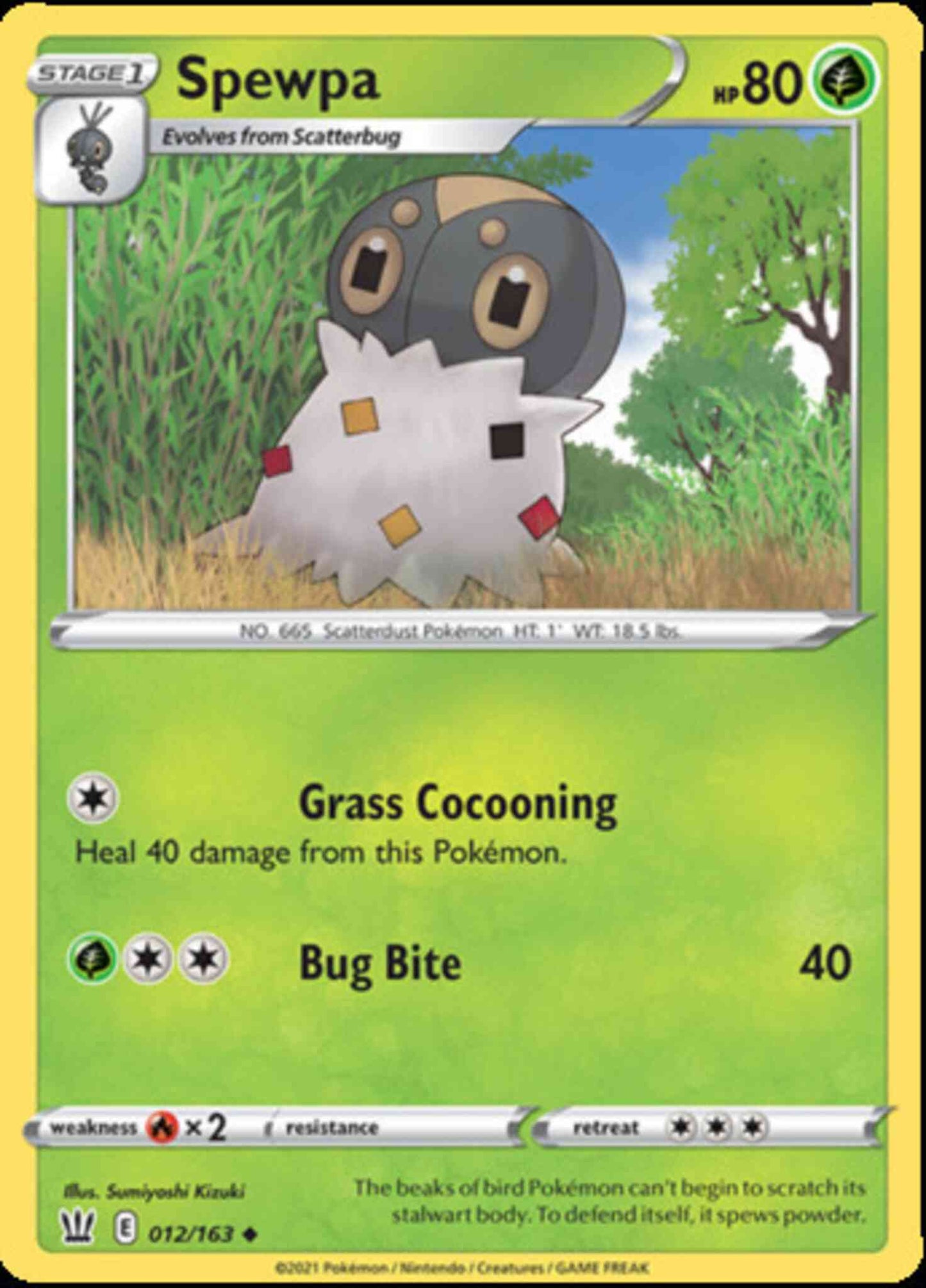 Spewpa - 012/163 - Uncommon [swsh5-012] [Reverse Holo]