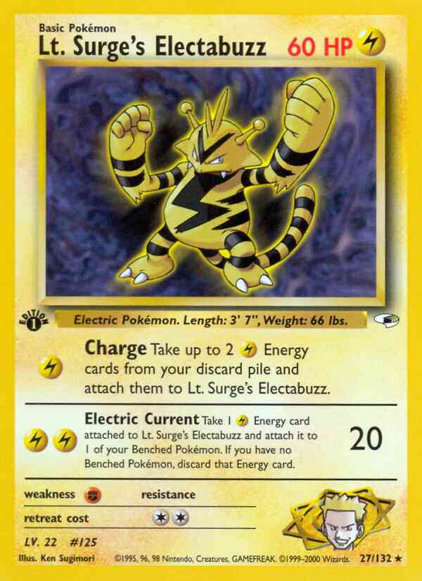 Lt. Surge's Electabuzz - 27/132 - Rare - 1st Edition [gym1-27] [Non-Holo]