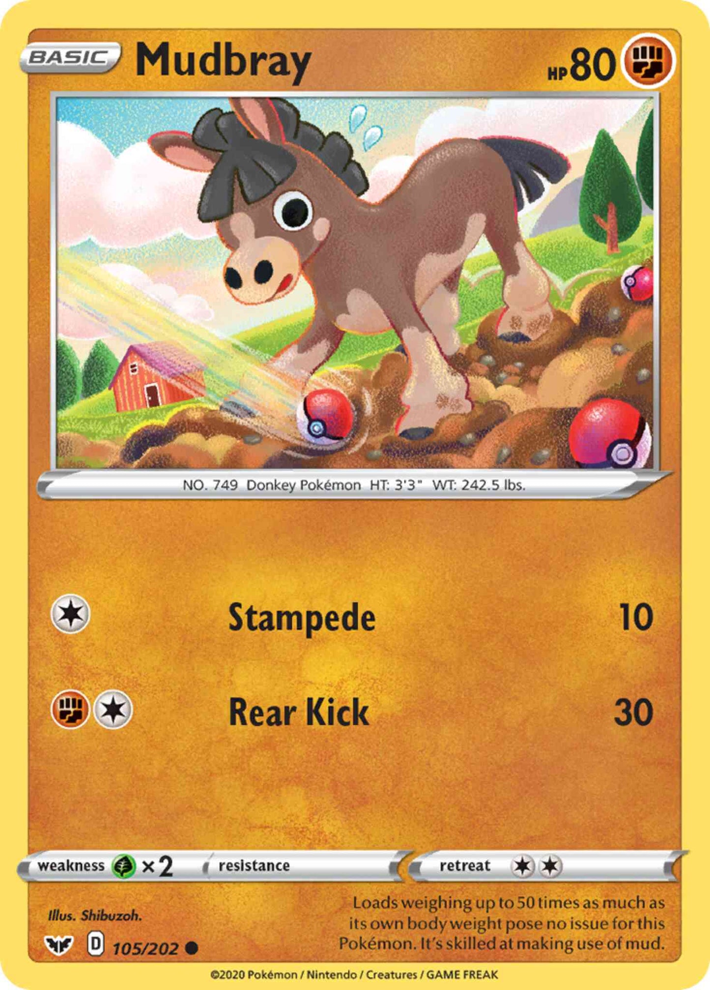 Mudbray - 105/202 - Common [swsh1-105] [Reverse Holo]