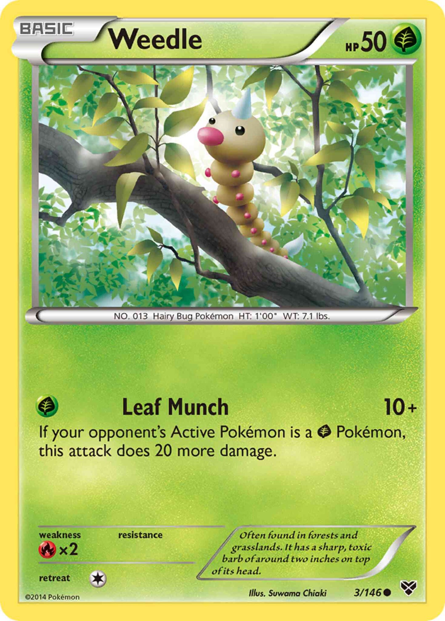 Weedle - 3/146 - Common [xy1-3] [Reverse Holo]