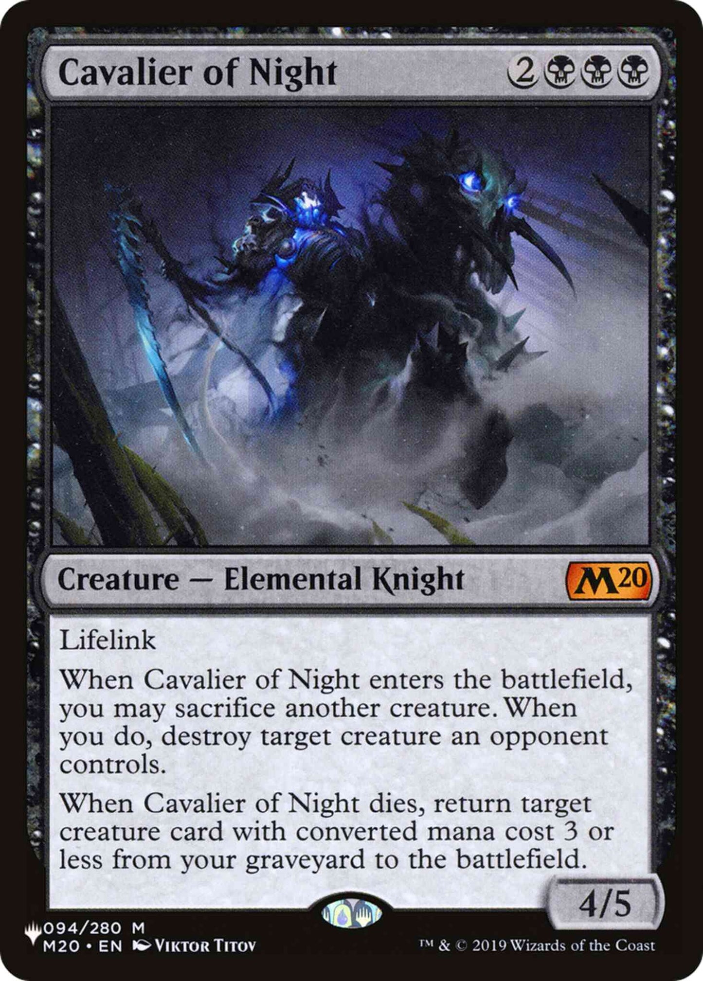 Cavalier of Night [M20-94] [The List] [Non-Foil]