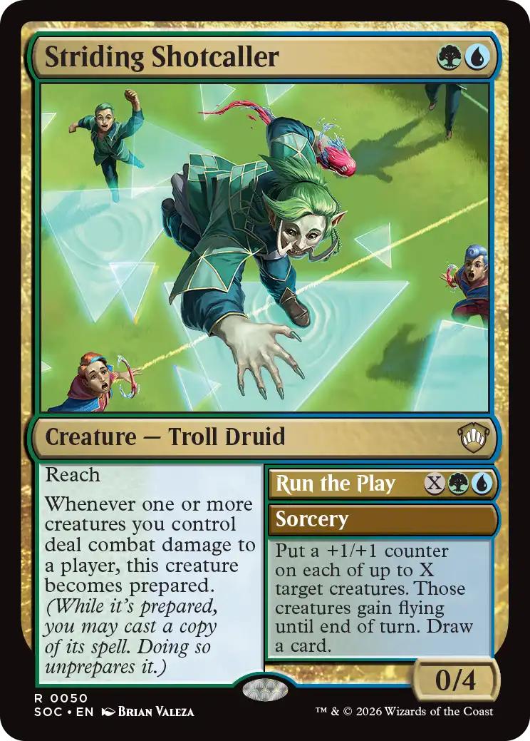 Striding Shotcaller // Run the Play [50] [Secrets of Strixhaven: Commander] [Non-Foil]
