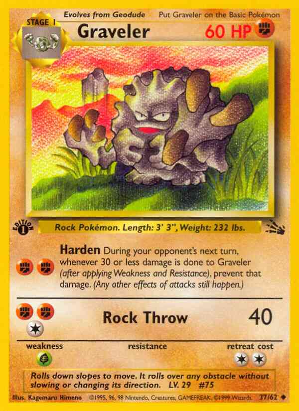 Graveler - 37/62 - Uncommon - 1st Edition [base3-37] [Non-Holo]