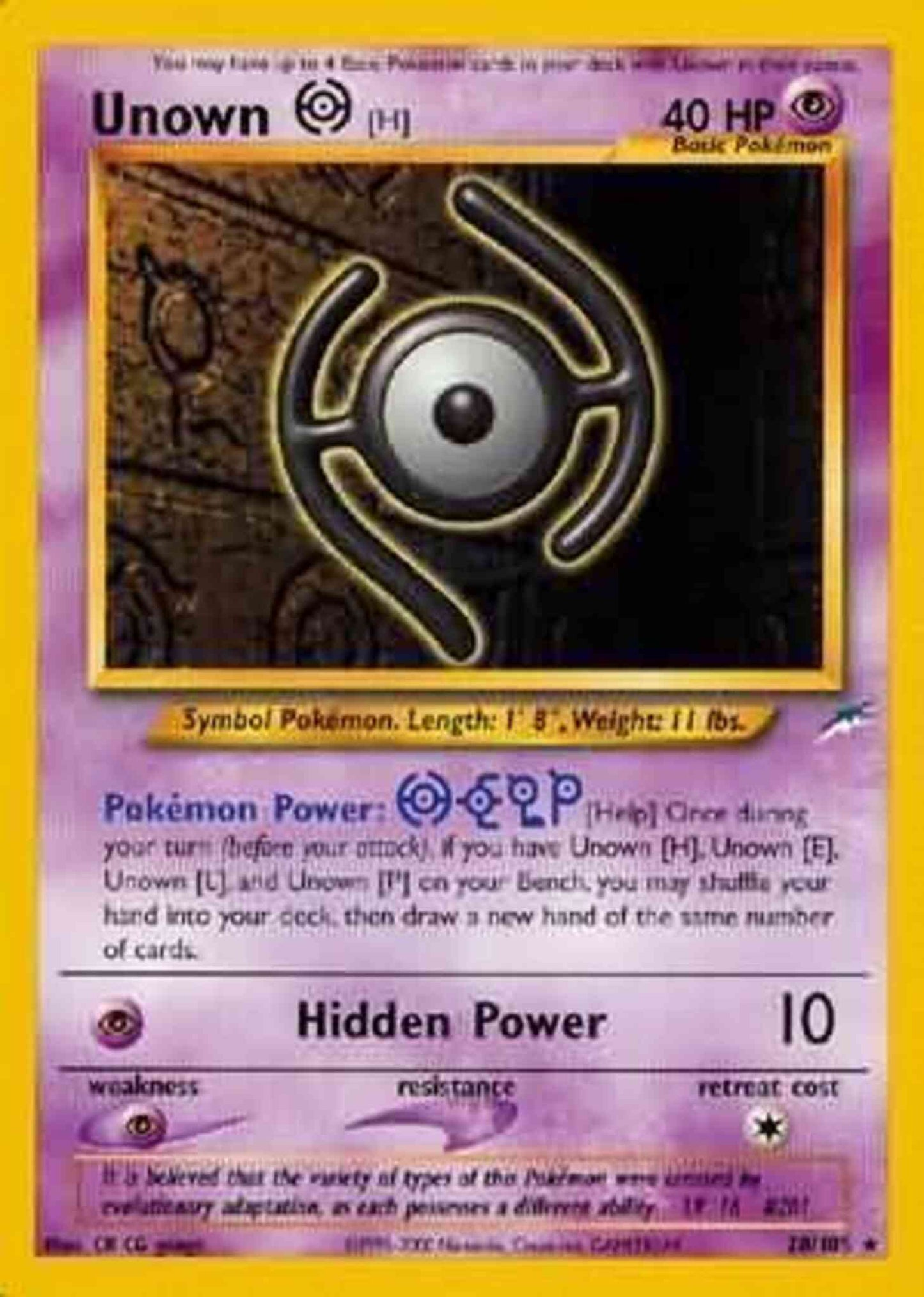 Unown - Unlimited [H] - 28/105 - Rare - Unlimited [neo4U-28] [Non-Holo]