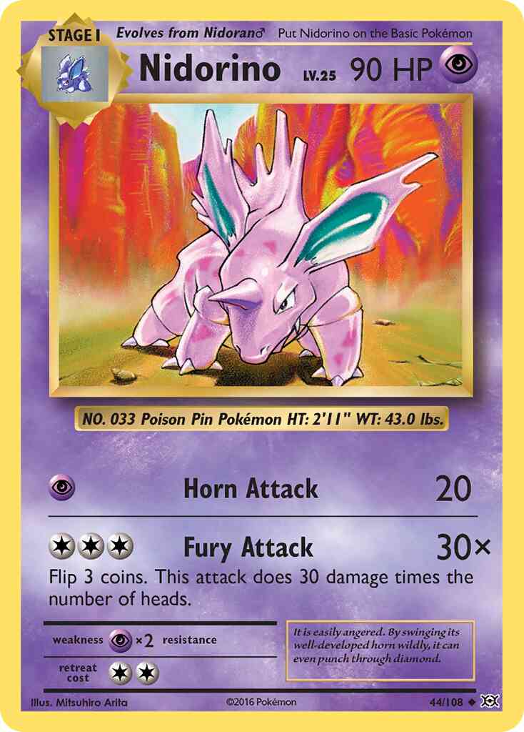 Nidorino - 44/108 - Uncommon [xy12-44] [Reverse Holo]