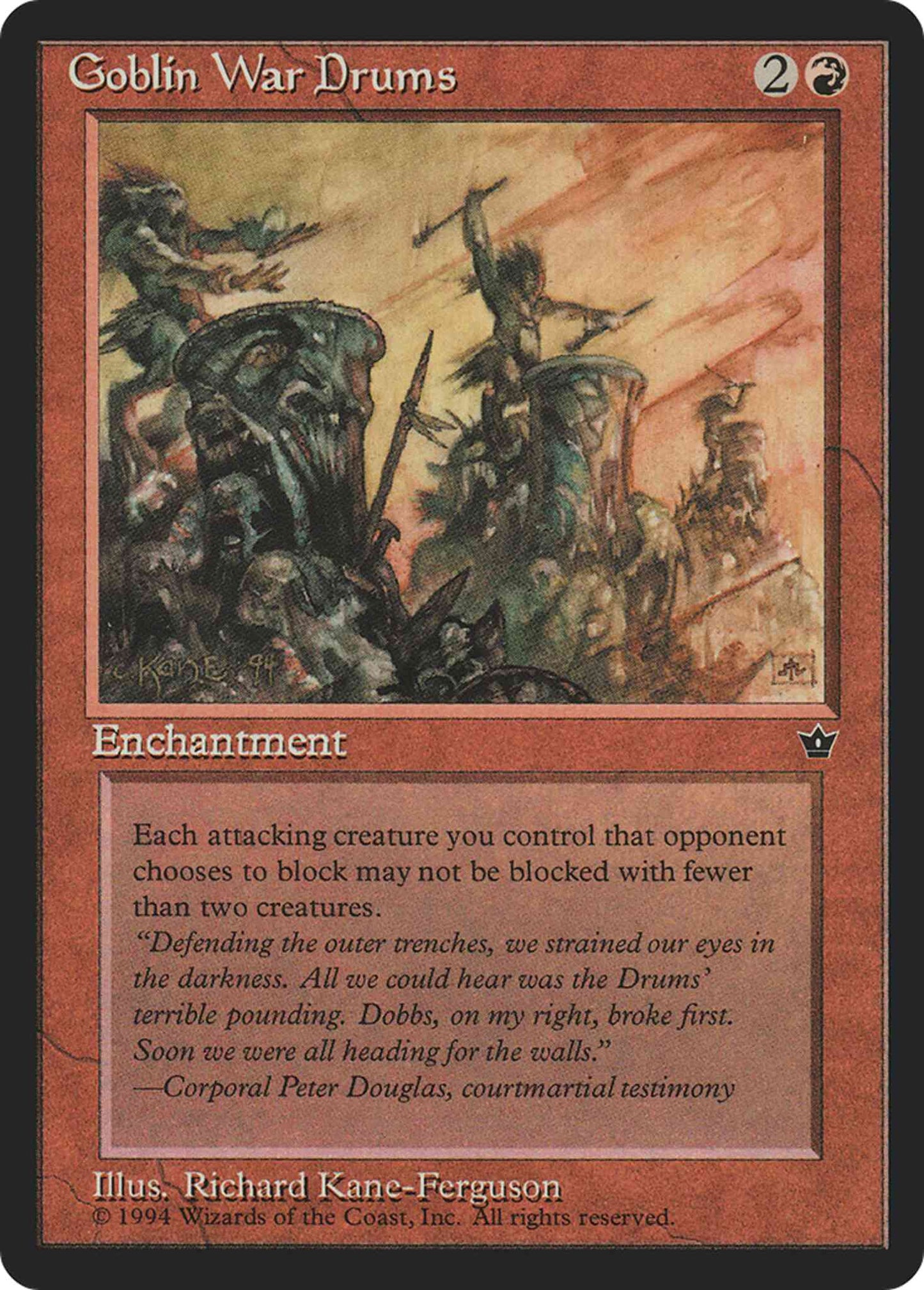 Goblin War Drums [Richard Kane Ferguson] [58b] [Fallen Empires] [Non-Foil]