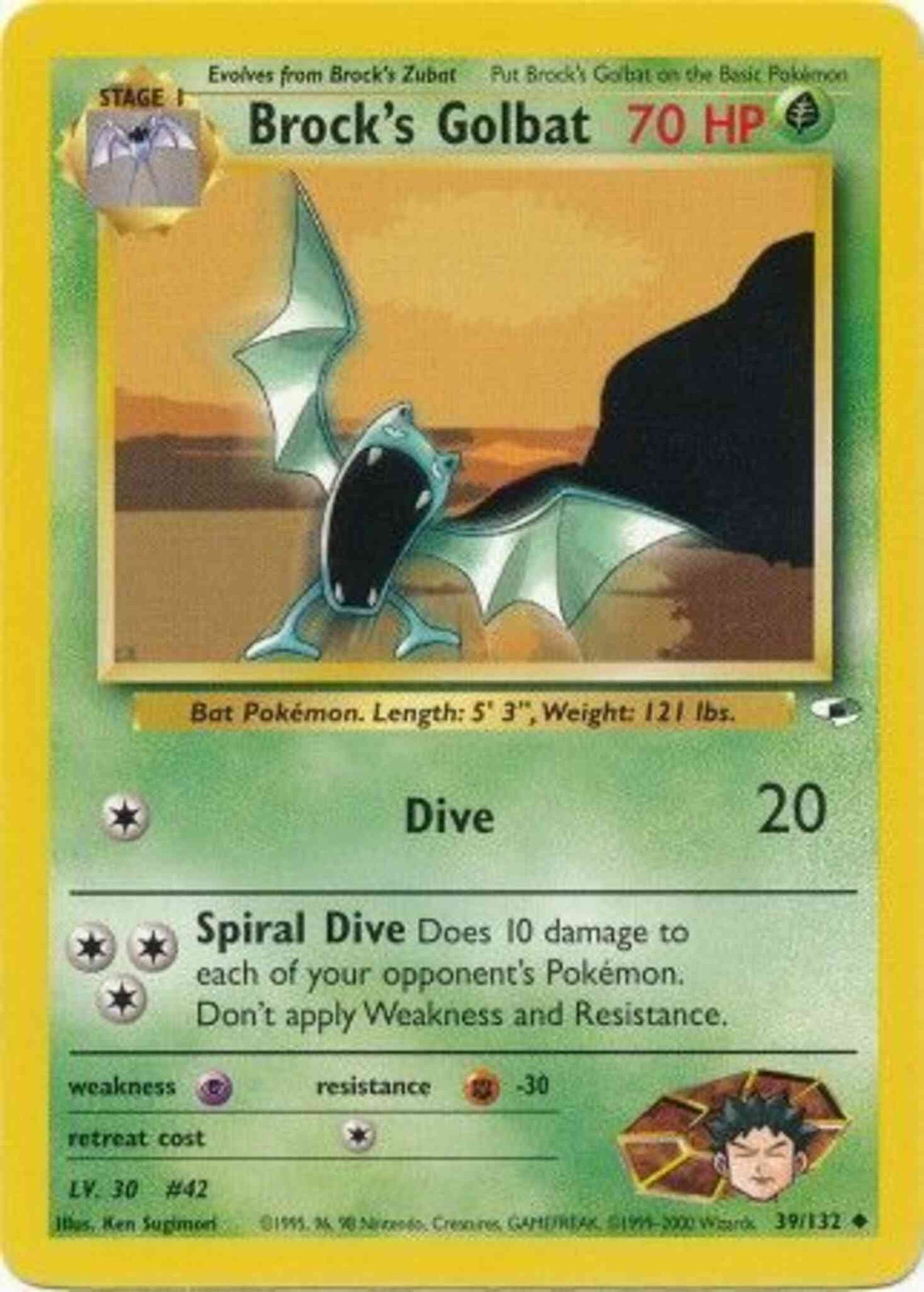Brock's Golbat - 39/132 - Uncommon - Unlimited [gym1U-39] [Non-Holo]