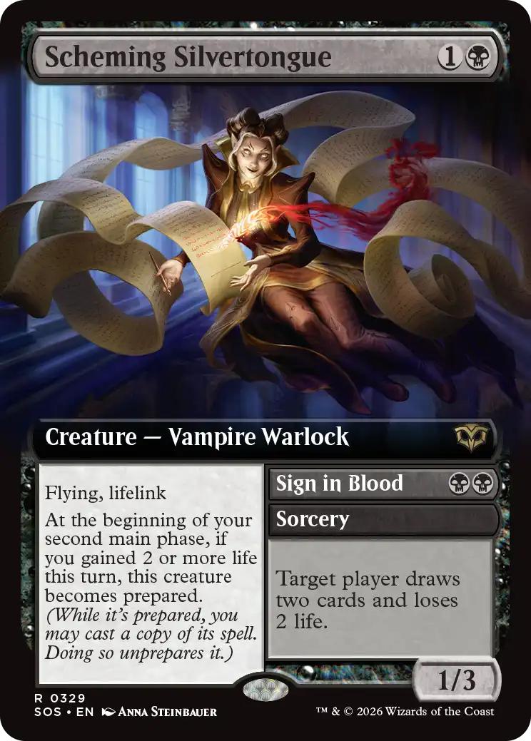 Scheming Silvertongue // Sign in Blood [329] [Extended Art] [Secrets of Strixhaven] [Non-Foil]