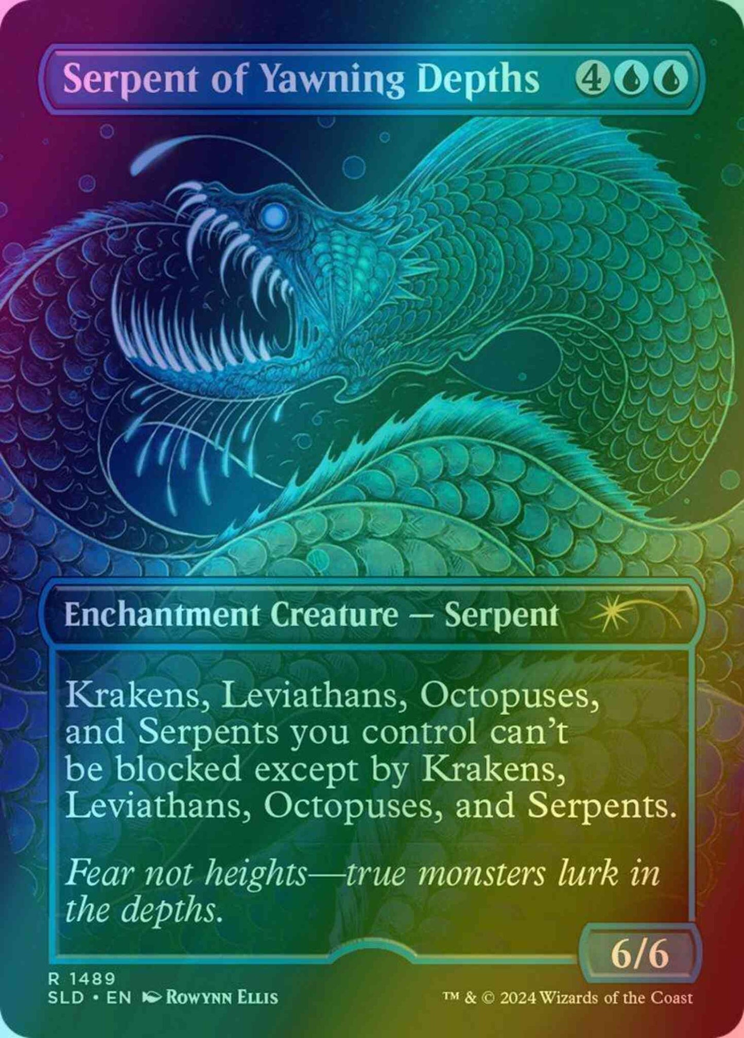 Serpent of Yawning Depths [1489] [Borderless] [The Beauty of the Beasts] [Secret Lair Drop] [Foil]