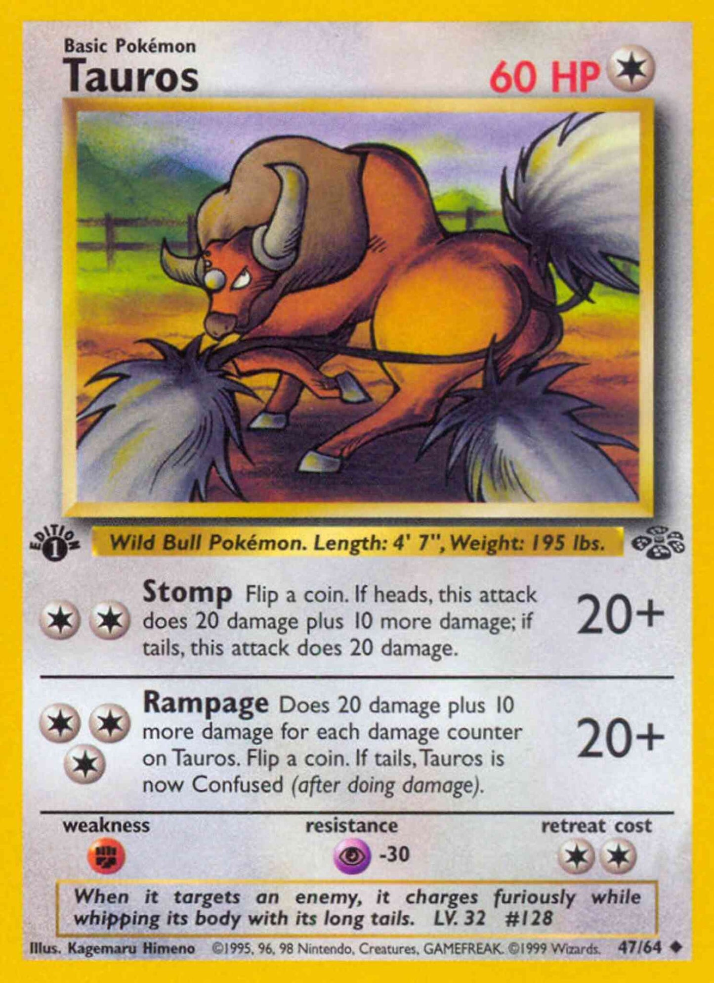 Tauros - 47/64 - Uncommon - 1st Edition [base2-47] [Non-Holo]
