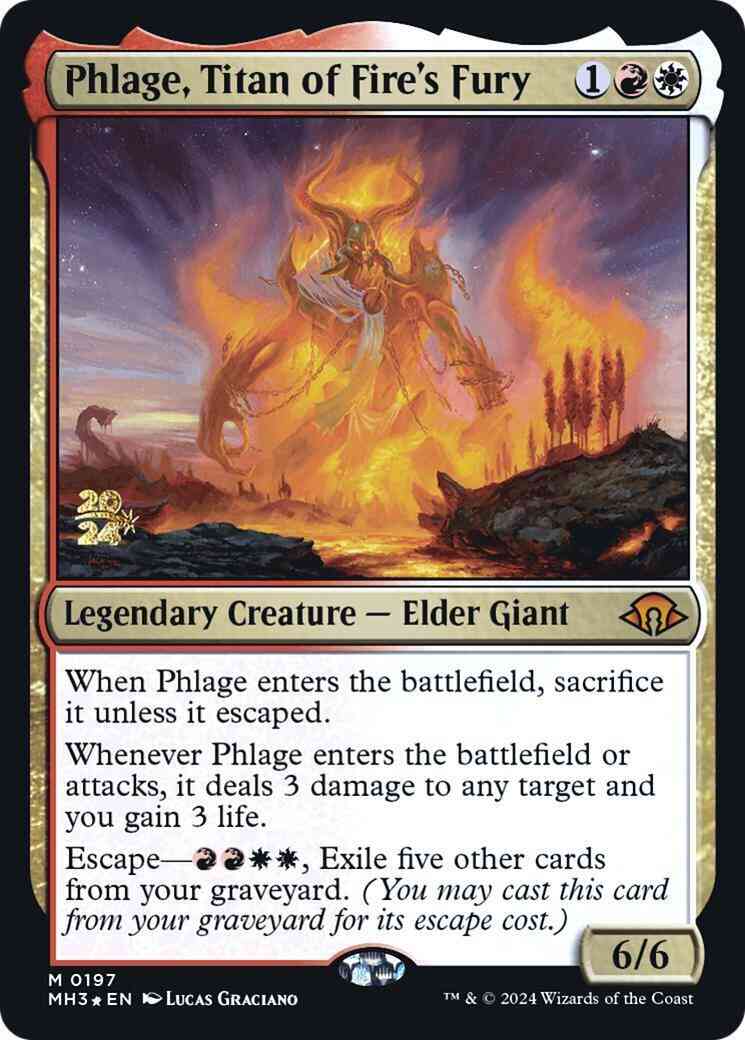 Phlage, Titan of Fire's Fury [197s] [Prerelease] [Modern Horizons 3: Promos] [Foil]