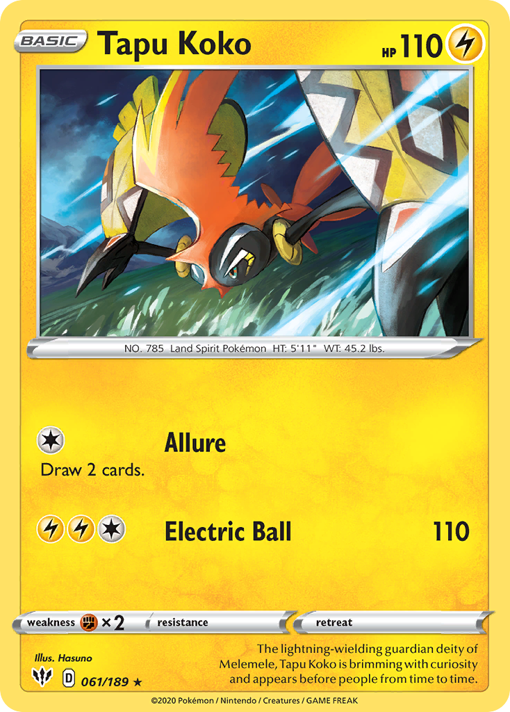 Tapu Koko - 061/189 - Theme Deck Exclusive [swsh3msp-061] [Non-Holo]