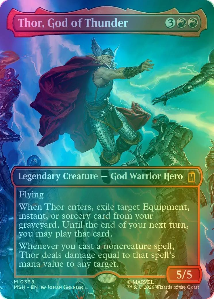 Thor, God of Thunder [338] [Borderless] [Scene] [Marvel Super Heroes] [Foil]