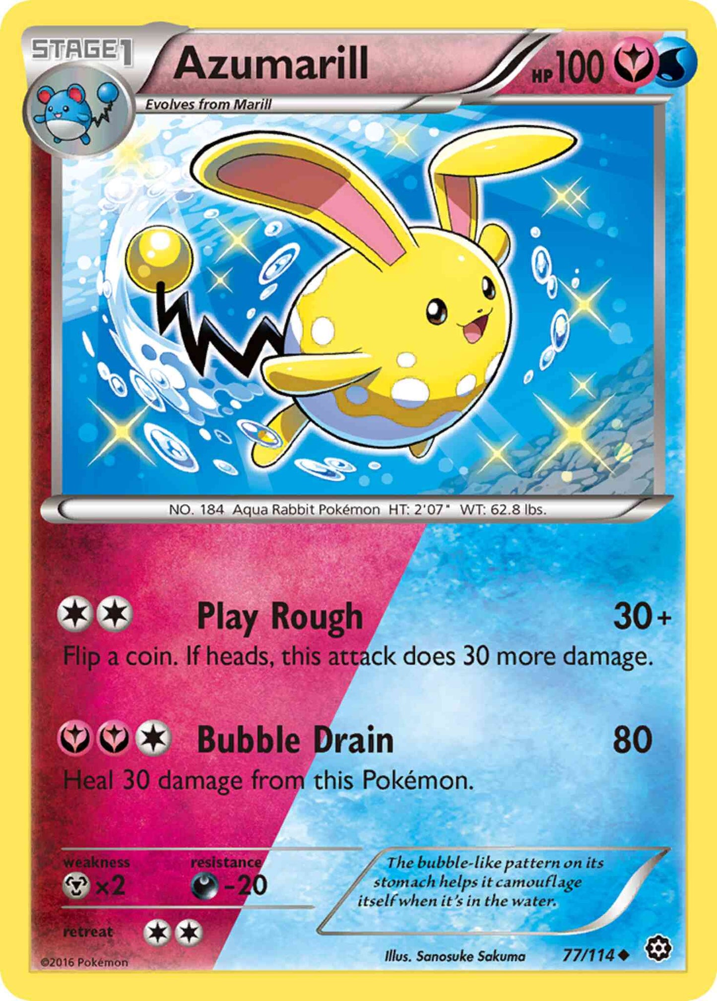 Azumarill - 77/114 - Uncommon [xy11-77] [Reverse Holo]
