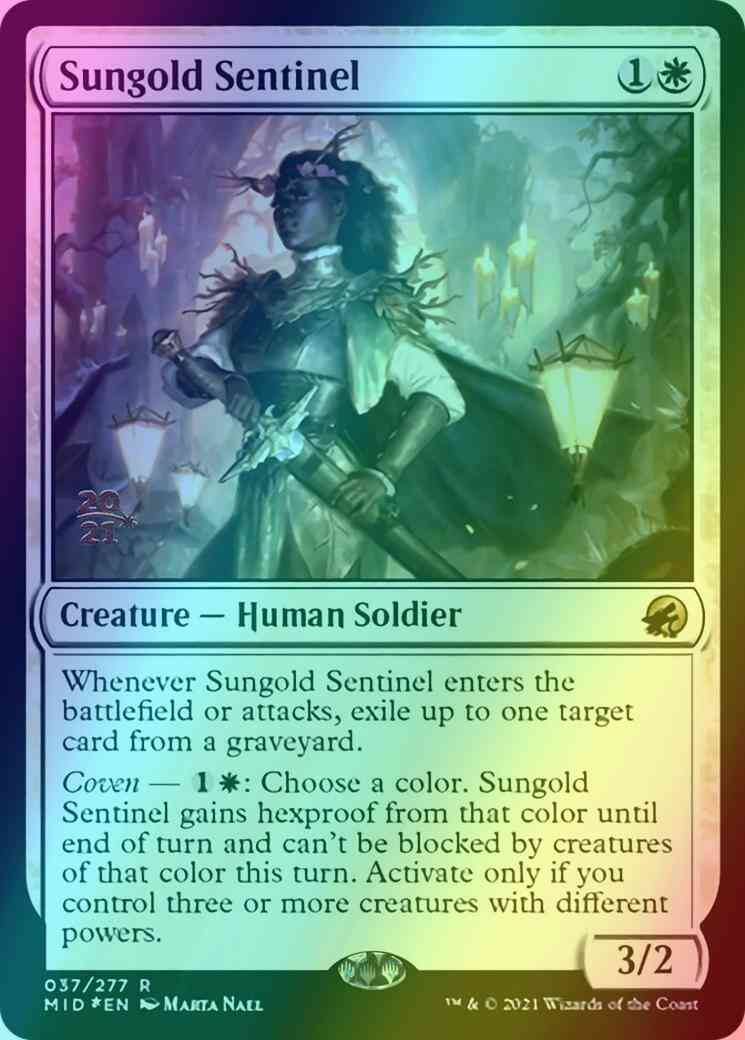 Sungold Sentinel [Prerelease] [37s] [Innistrad: Midnight Hunt Promos] [Foil]