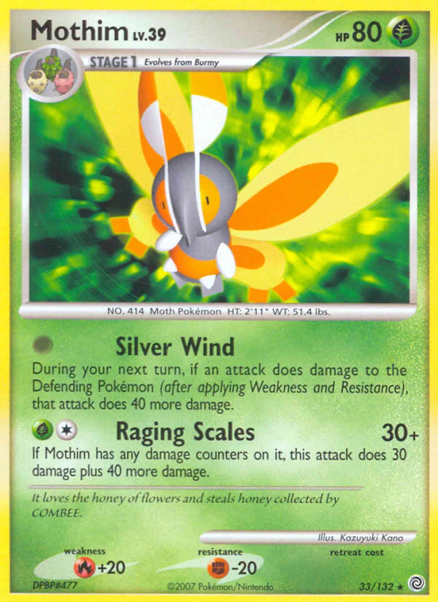 Mothim - 33/132 - Rare [dp3-33] [Reverse Holo]