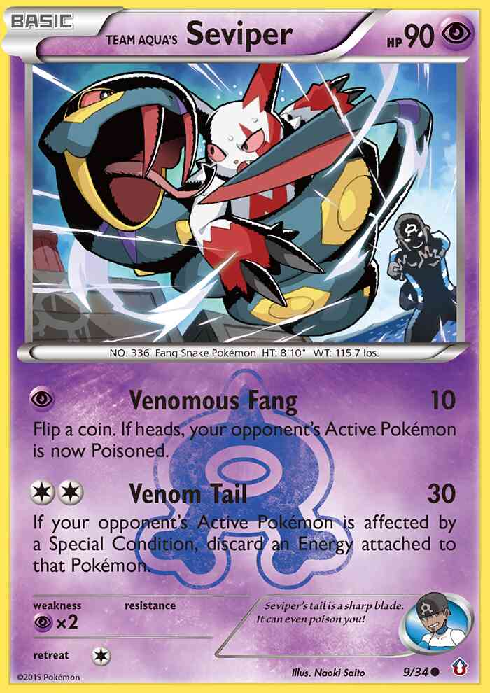 Team Aqua's Seviper - 9/34 - Common [dc1-9] [Reverse Holo]