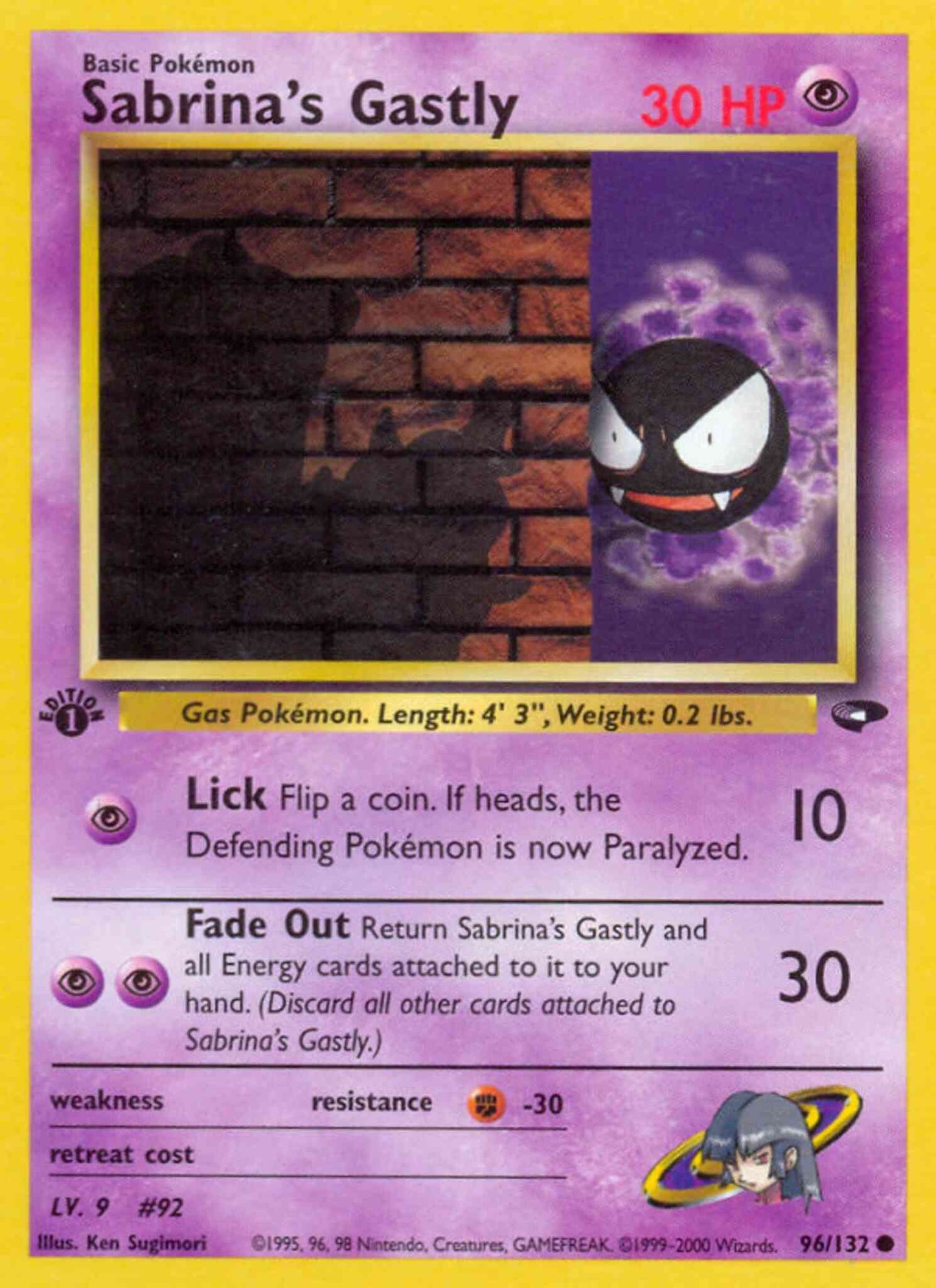 Sabrina's Gastly - 96/132 - Common - 1st Edition [gym2-96] [Non-Holo]