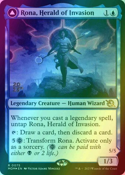 Rona, Herald of Invasion // Rona, Tolarian Obliterator [75s] [Prerelease] [March of the Machine: Promos] [Foil]