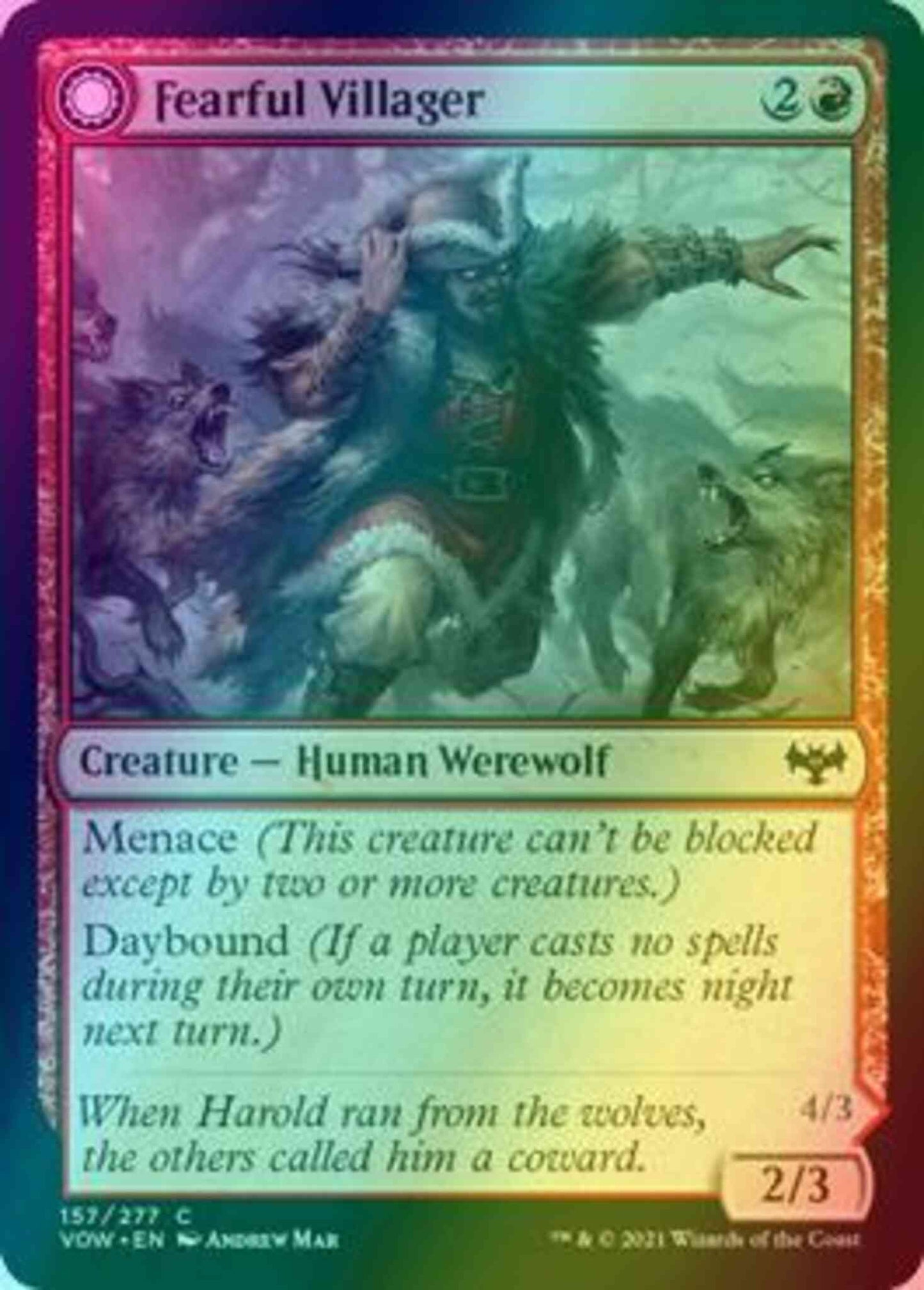 Fearful Villager // Fearsome Werewolf [157] [Innistrad: Crimson Vow] [Foil]