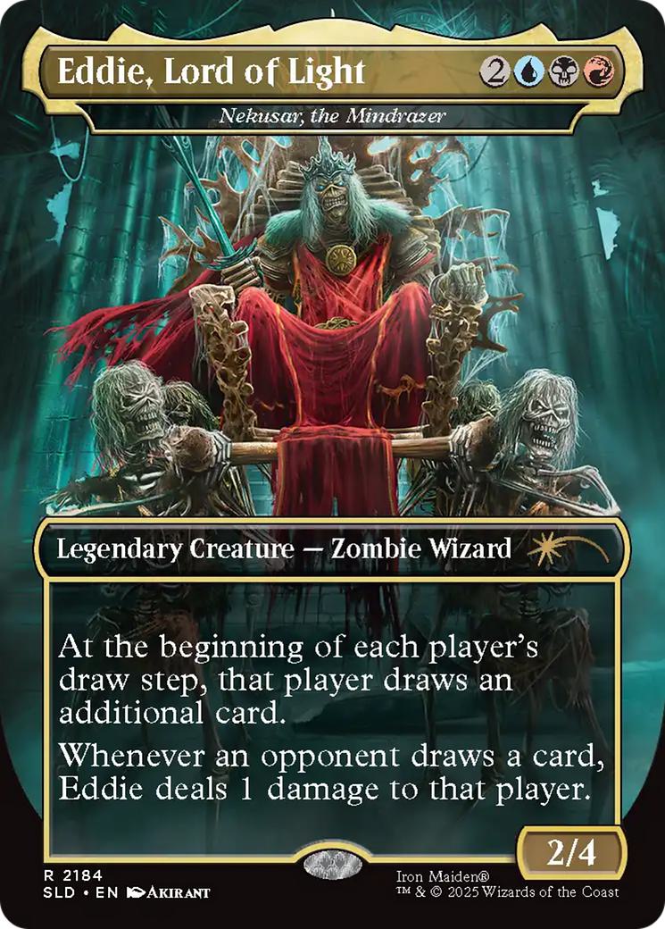 Eddie, Lord of Light - Nekusar, the Mindrazer [2184] [Borderless] [Iron Maiden: Eddie Unchained] [Secret Lair Drop] [Non-Foil]