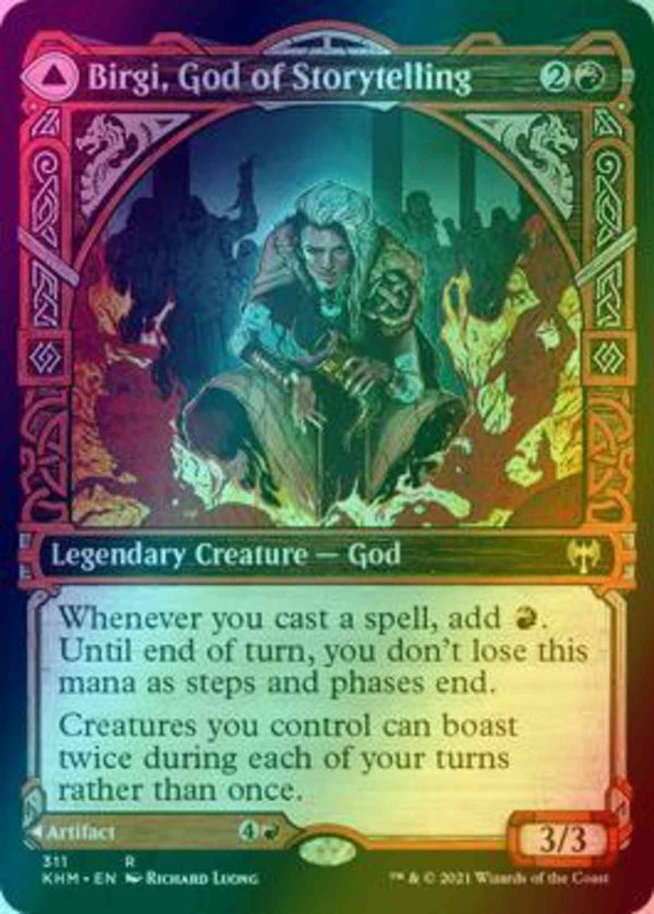 Birgi, God of Storytelling // Harnfel, Horn of Bounty [311] [Showcase] [Kaldheim] [Foil]