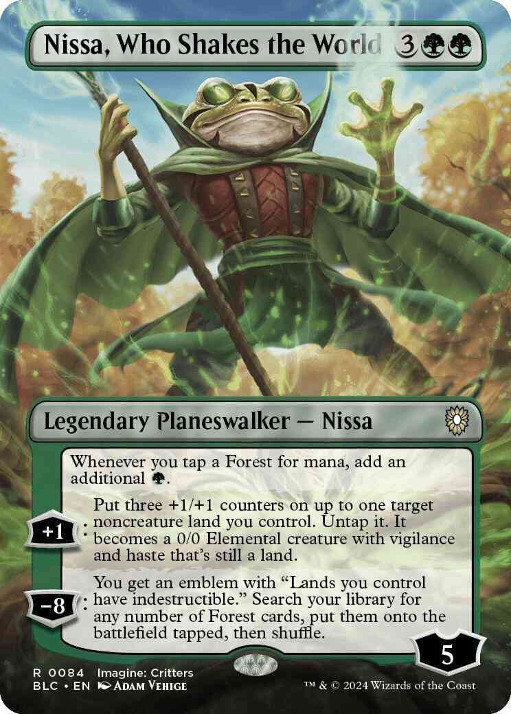 Nissa, Who Shakes the World [84] [Borderless] [Imagine: Critters] [Bloomburrow: Commander] [Foil]