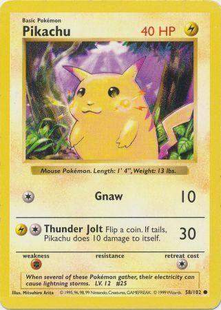 Pikachu - 58/102 - Common - Shadowless [base1S-58] [Non-Holo]