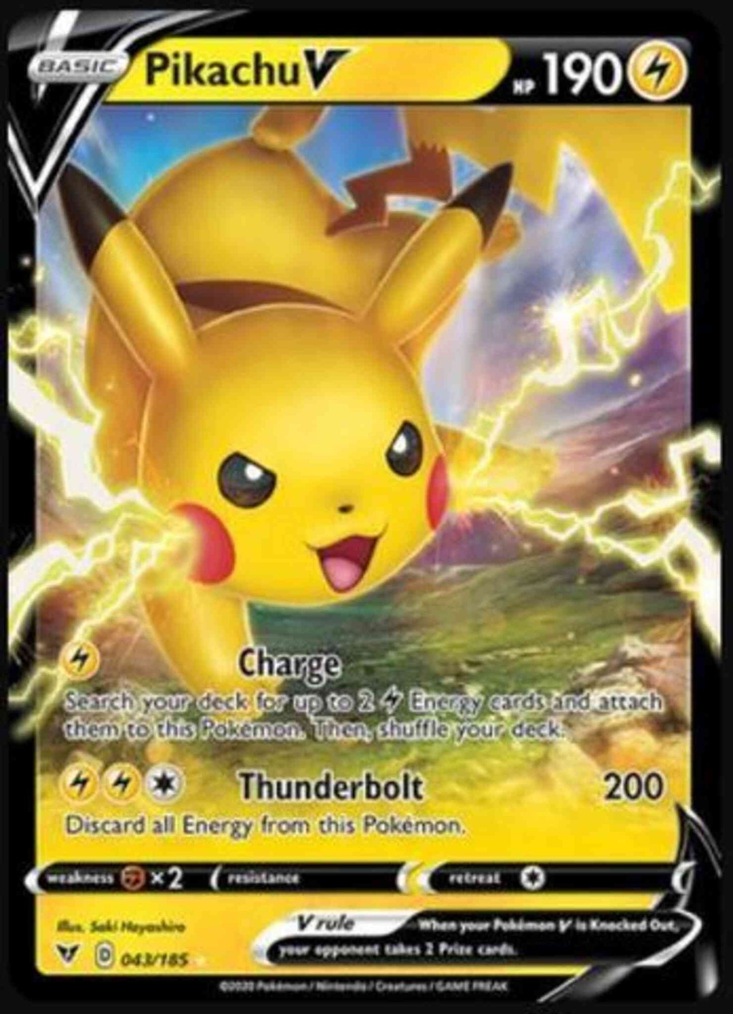 Pikachu V - 043/185 - Rare Holo V [swsh4-043] [Ultra]