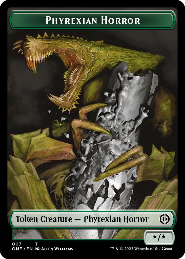 Phyrexian Goblin Token (03) // Phyrexian Horror Token (07) [Phyrexia: All Will Be One: Tokens] [Non-Foil]