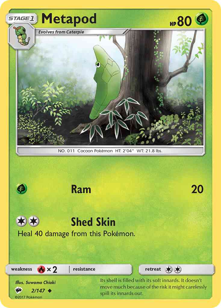 Metapod - 2/147 - Uncommon [sm3-2] [Non-Holo]