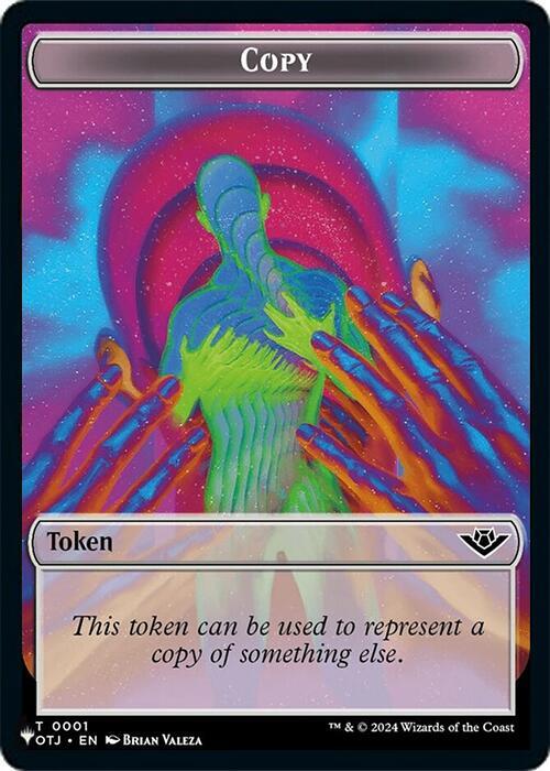 Clue Token (15) // Copy Token (01) [MKM/OTJ Set Symbol] [The List: Tokens] [Non-Foil]