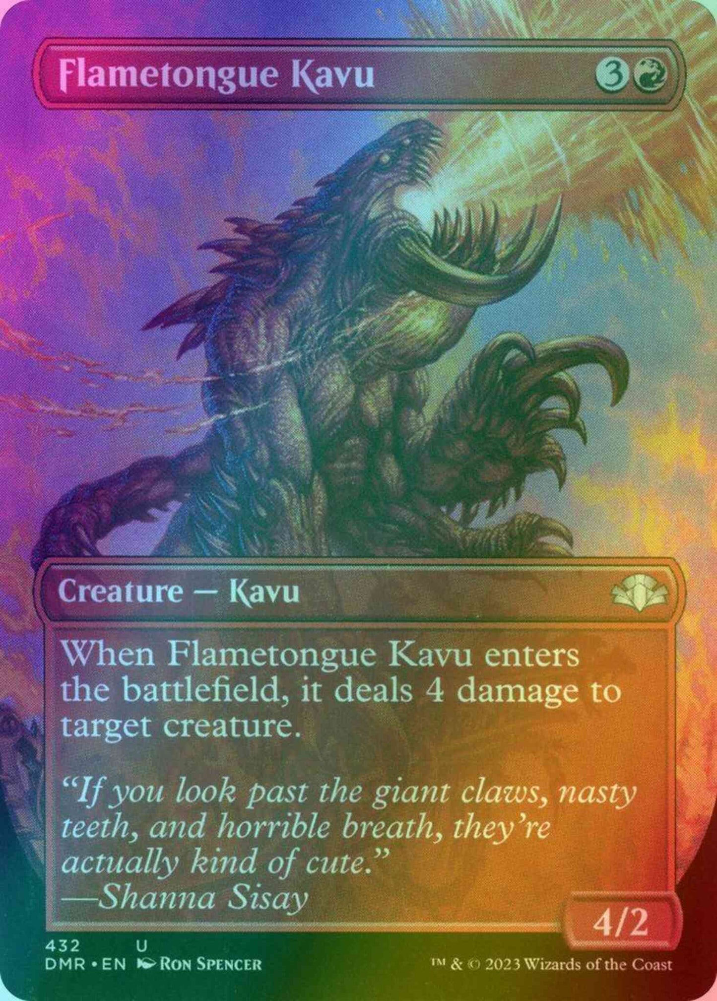 Flametongue Kavu [432] [Borderless] [Dominaria Remastered] [Foil]