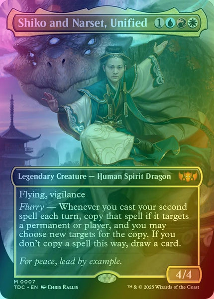 mtg shiko and narset commander deck Narset, Unified [7] [Borderless] [Tarkir: Dragonstorm: Commander] [Foil] – Face to Face Games Type:Emerald & Ruby (Max Goof & Powerline) Adventures in the Forgotten MTG Nightmare Bundle Made with a soft